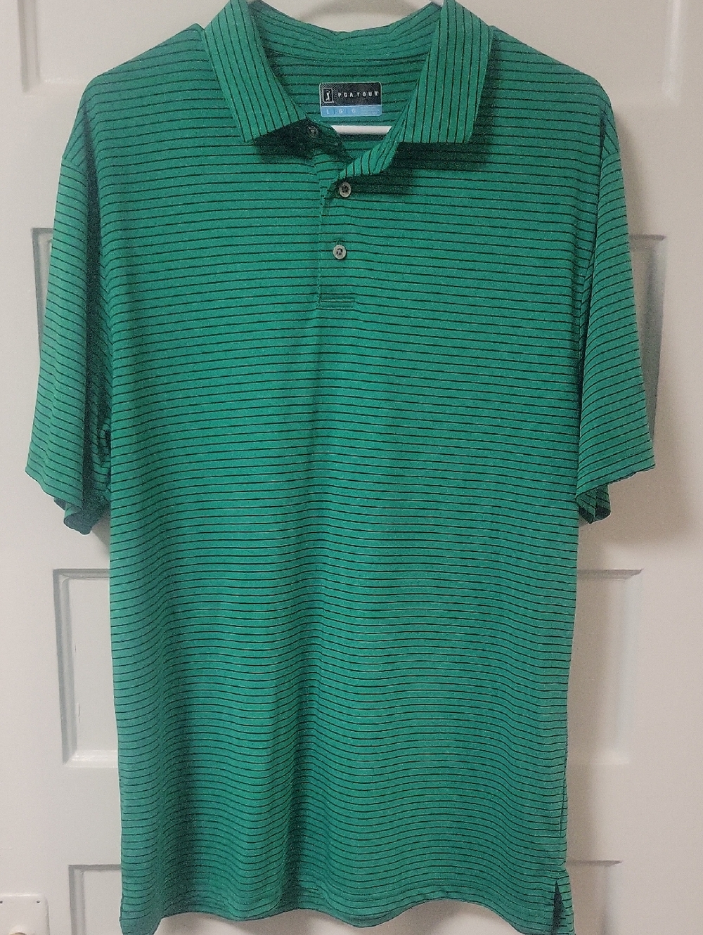 PGA Green Thin-Stripe Polo